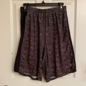 RBX Gray Brown Marbled Athletic Polyester Spandex Gym Shorts Pockets Size Medium